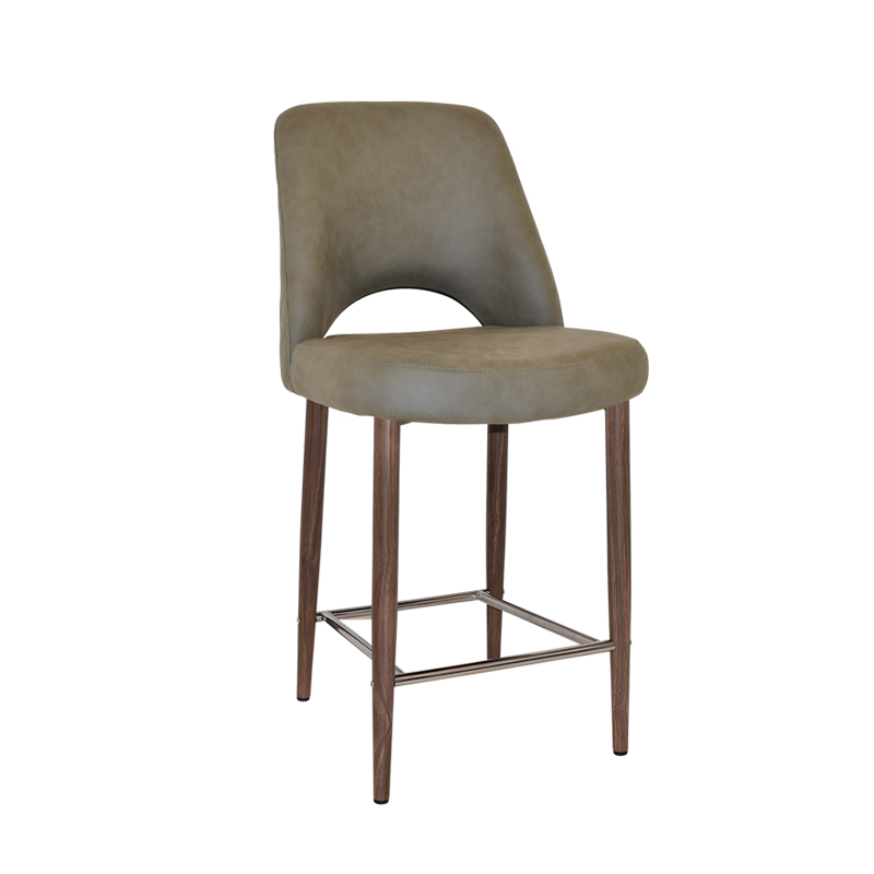 Sage fabric stool on metal 4 leg