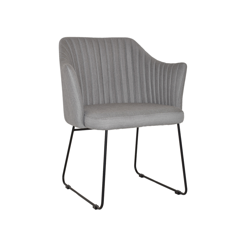 Steel fabric arm chair on sled base