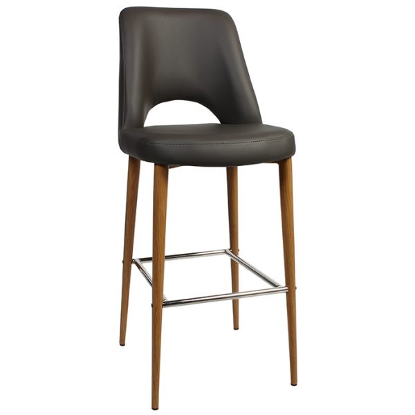 Albany Stool 750mm - Metal - Light Oak (Grey leather counter stools with backs)