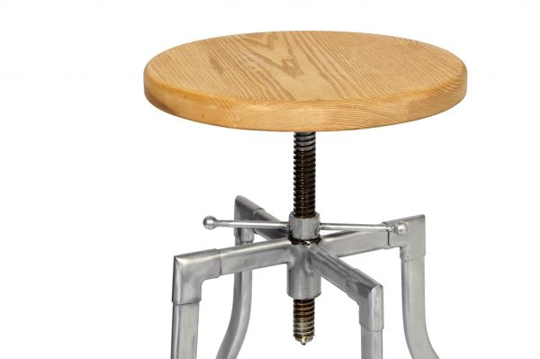 Industrial Stool with Timber Seat