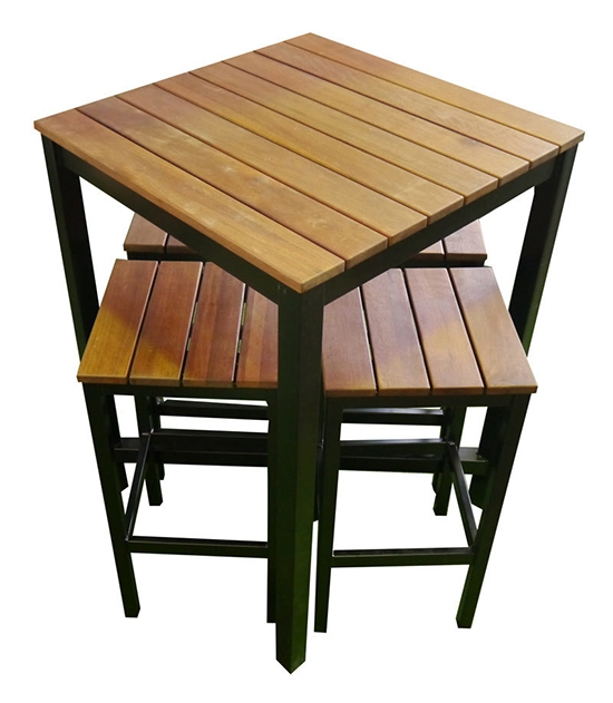Outdoor 5 Piece Set Galvanised Setting, Outdoor Bar Table And Stools Fantastic Furniture