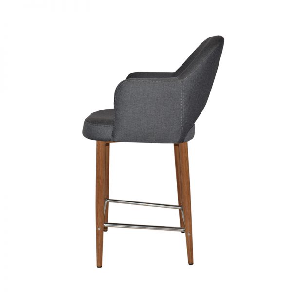 Slate fabric stool on timber 4 leg