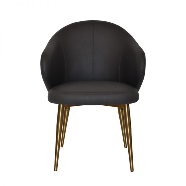 Vinyl Black fabric tub chair on metal 4 leg base